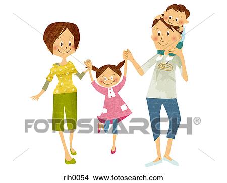 Stock Illustration - Illustration of a young family holding hands. Fotosearch