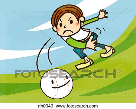 Stock Illustration - Illustration of a young girl throwing a baseball. Fotosearch