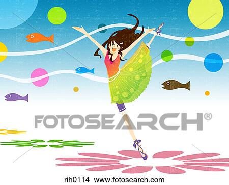 Stock Illustration - Illustration of a young woman ballet dancing. Fotosearch