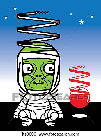 Drawing - Illustration of a zombie character. Fotosearch