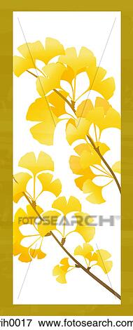Stock Illustration - Illustration of branches covered in yellow leaves. Fotosearch