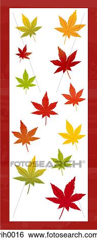 Stock Illustration - Illustration of different colored leaves. Fotosearch