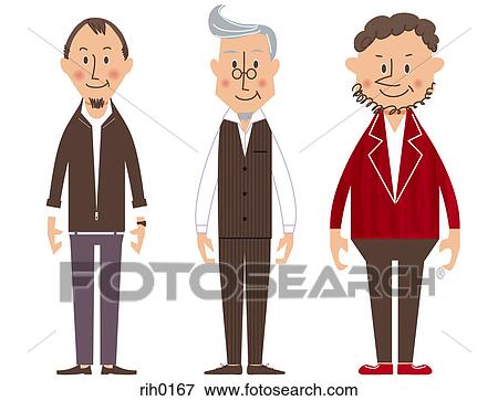 Stock Illustration - Illustration of three men standing side by side. Fotosearch