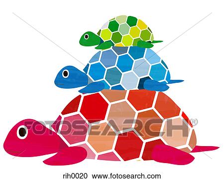 Illustration of three turtles stacked according to size View Large Illustration Clipart - Illustration of three turtles stacked according to size. Fotosearch