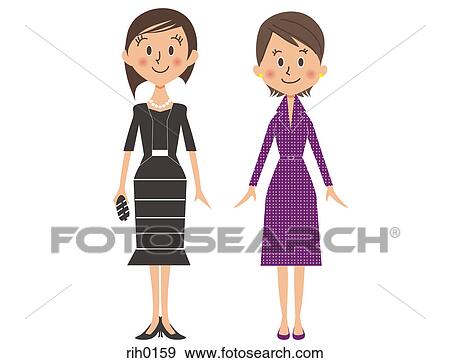 Stock Illustration - Illustration of two business women standing side by side. Fotosearch