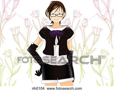 Illustration portrait of a woman on a floral background View Large Illustration Stock Illustration - Illustration portrait of a woman on a floral background. Fotosearch