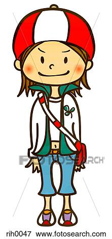 Stock Illustration - Illustration portrait of a young girl. Fotosearch