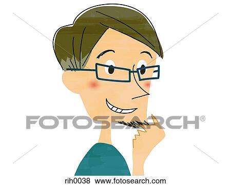 Stock Illustration - Illustration portrait of a young man. Fotosearch