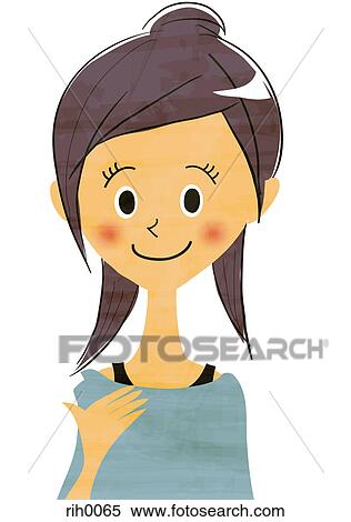 Stock Illustration - Illustration portrait of a young woman. Fotosearch