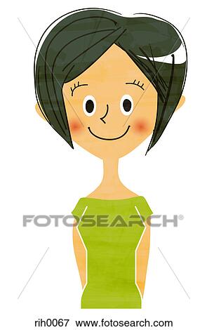 Stock Illustration - Illustration portrait of a young woman. Fotosearch