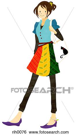 Stock Illustration - Illustration portrait of a young woman. Fotosearch