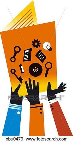 Many hands on a manual View Large Illustration Stock Illustration - Many hands on a manual. Fotosearch