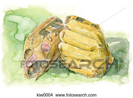 Painting of two baseball mitts View Large Illustration Stock Illustration - Painting of two baseball mitts. Fotosearch