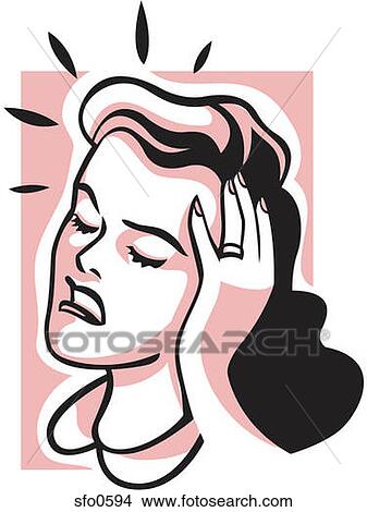 Drawings of Woman Suffering from Headache sfo0594 - Search Clip Art ...