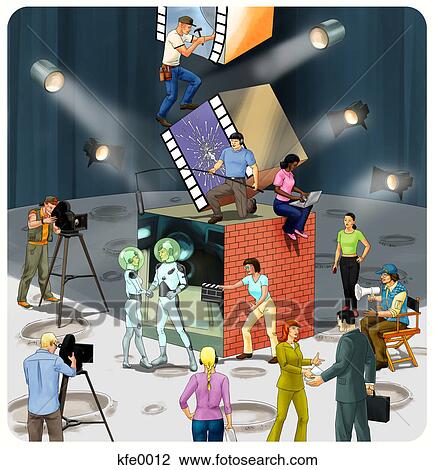 Drawing - The building blocks of cinema. Fotosearch