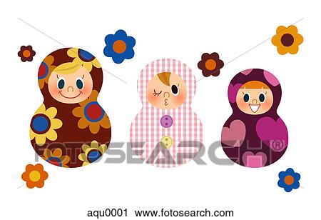 Three Russian dolls View Large Illustration Clip Art - Three Russian dolls. Fotosearch