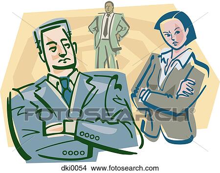 Stock Illustration - Three stern business people. Fotosearch