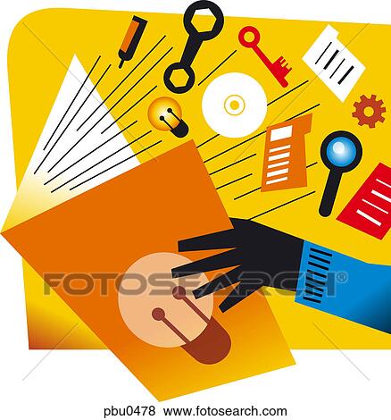 Tools flying from a manual View Large Illustration Stock Illustration - Tools flying from a manual. Fotosearch