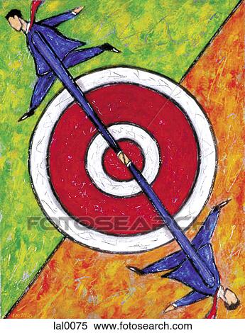 Two businessmen linked over a bulls eye View Large Illustration Stock Illustration - Two businessmen linked over a bulls eye. Fotosearch