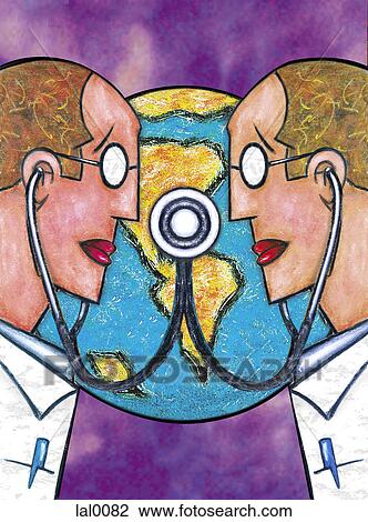 Two doctors without boarders View Large Illustration Drawing - Two doctors without boarders. Fotosearch