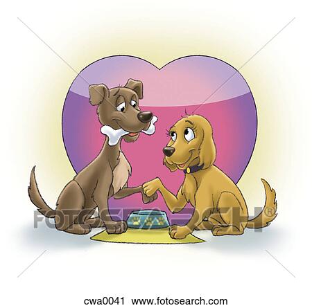 Two dogs holding paws View Large Illustration Clip Art - Two dogs holding paws. Fotosearch