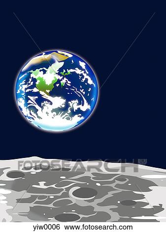View of the earth from the moon View Large Illustration Stock Illustration - View of the earth from the moon. Fotosearch