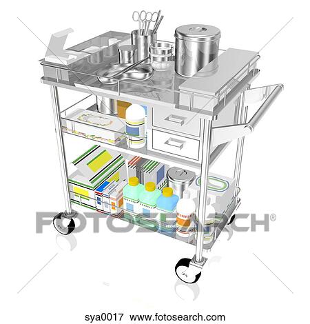 A 3D style image medical supplies on a trolley View Large Illustration Stock Illustration - A 3D style image medical supplies on a trolley. Fotosearch