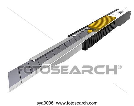 A 3D style image of a box cutter View Large Illustration Stock Illustration - A 3D style image of a box cutter. Fotosearch