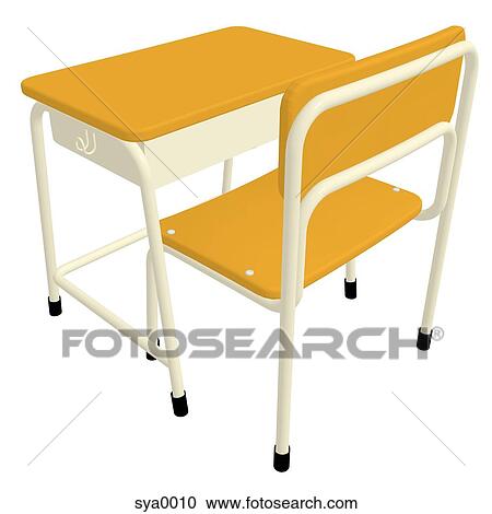 A 3D style image of a school desk View Large Illustration Clipart - A 3D style image of a school desk. Fotosearch