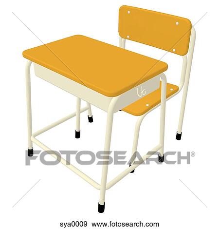 A 3D style image of a school desk View Large Illustration Stock Illustration - A 3D style image of a school desk. Fotosearch