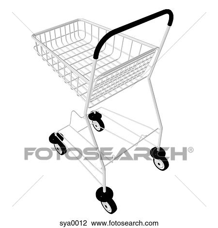 A 3D style image of a shopping trolley Drawing | sya0012 | Fotosearch