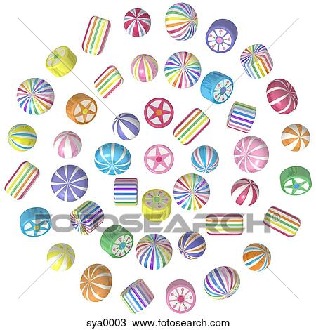 Drawing - A 3D style image of candies. Fotosearch