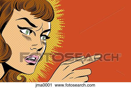 Clip Art - A retro comic style illustration of a woman. Fotosearch