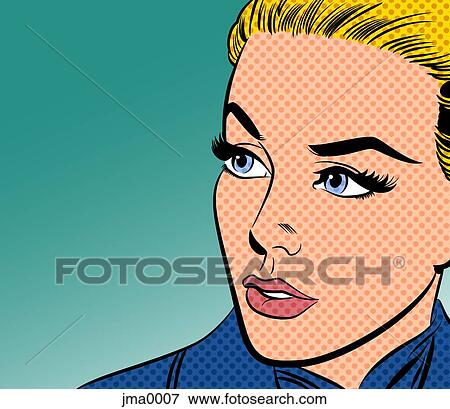 A retro comic style illustration of a woman View Large Illustration Stock Illustration - A retro comic style illustration of a woman. Fotosearch