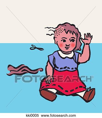Stock Illustration - Illustration of a baby with a new haircut. Fotosearch
