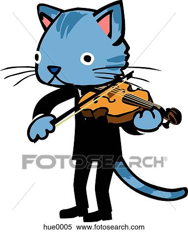 Illustration of a blue cat playing the violin View Large Illustration Stock Illustration - Illustration of a blue cat playing the violin. Fotosearch