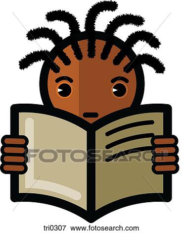 Stock Illustration - Illustration of a boy reading. Fotosearch