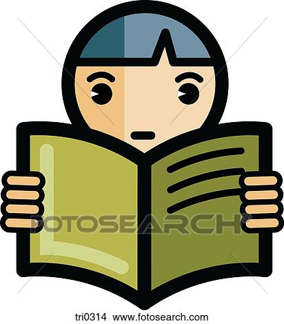 Stock Illustration - Illustration of a boy reading. Fotosearch