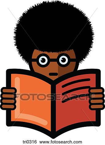 Stock Illustration - Illustration of a boy reading. Fotosearch