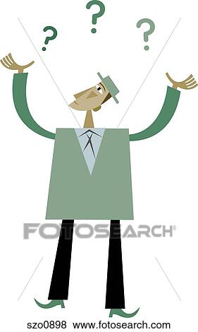 Stock Illustration - Illustration of a businessman juggling question marks. Fotosearch