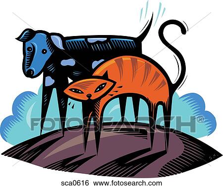 Illustration of a cat and dog View Large Illustration Stock Illustration - Illustration of a cat and dog. Fotosearch