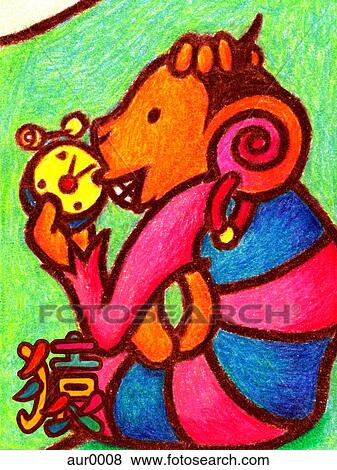 Illustration of a Chinese New Year symbol of a Monkey View Large Illustration Stock Illustration - Illustration of a Chinese New Year symbol of a Monkey. Fotosearch