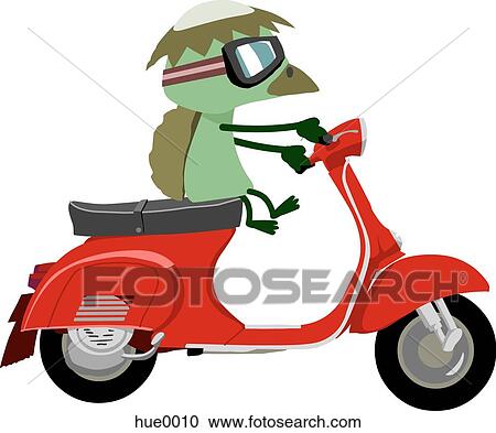 Illustration of a duck on a moped View Large Illustration Clipart - Illustration of a duck on a moped. Fotosearch