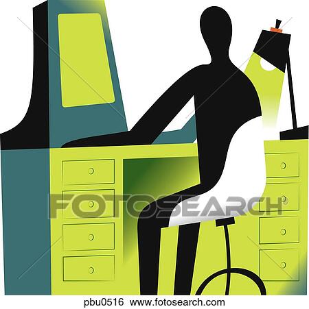 Illustration of a figure at a work station View Large Illustration Stock Illustration - Illustration of a figure at a work station. Fotosearch