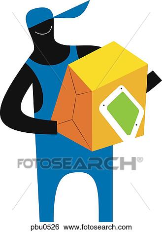 Illustration of a figure carrying a box View Large Illustration Stock Illustration - Illustration of a figure carrying a box. Fotosearch