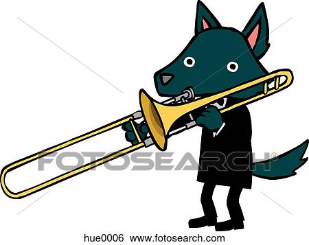 Stock Illustration - Illustration of a fox playing a trombone. Fotosearch
