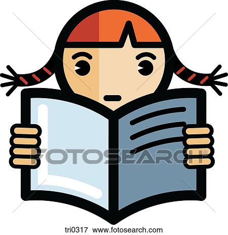 Stock Illustration - Illustration of a girl reading. Fotosearch