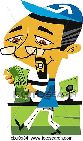 Stock Illustration - Illustration of a man counting money. Fotosearch