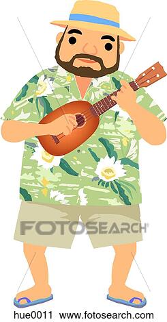 Clip Art - Illustration of a man playing the ukulele. Fotosearch