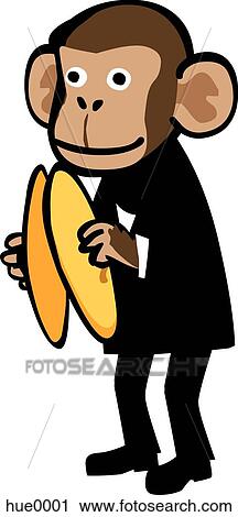 Illustration of a monkey carrying a banana View Large Illustration Clip Art - Illustration of a monkey carrying a banana. Fotosearch